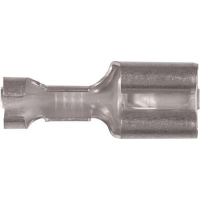 Elpress spademuffe, uisoleret, til 1,5-2,5mm² Cu-ledere og 6,3x0,8mm spadestik, vist fra siden.