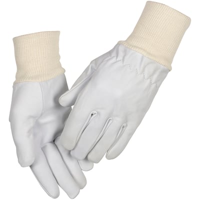 Boisen Safety Thor Technic teknikerhandske 3111 i str. 12, fremstillet af hvidt gedeskind med beige ribstrikket manchet.