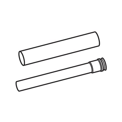 Teknisk illustration af et Vaillant ecoTEC forlængerrør til aftræk, der viser to adskilte cylindriske dele, en med gevind.
