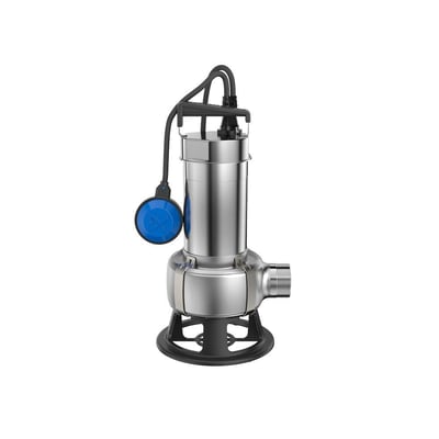 Grundfos AP35B dykpumpe i rustfrit stål med 2" udløb og integreret håndtag, vist fra siden på neutral baggrund.