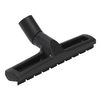 Sort plast gulvmundstykke med integreret børste, 300 mm bredde og 38 mm tilslutningsdiameter.