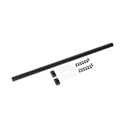 Stabil lige forhængsstang på 80 cm i matsort aluminium med tilbehør, inklusive beslag og 12 forhængskroge.