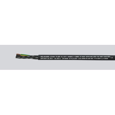 HELUKABEL JZ-604 TC TRAY CABLE med 5G2.5 QMM ledere, 600V spænding og 90°C temperaturresistens.