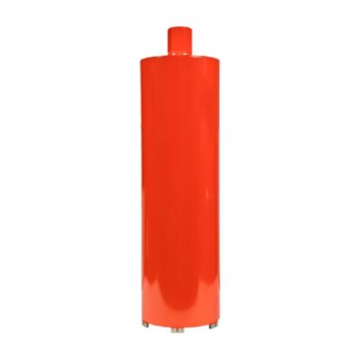 Rødt Eibenstock diamantbor til tørboring, Ø127 mm og 420 mm langt, set oprejst med boresegmenter nederst.