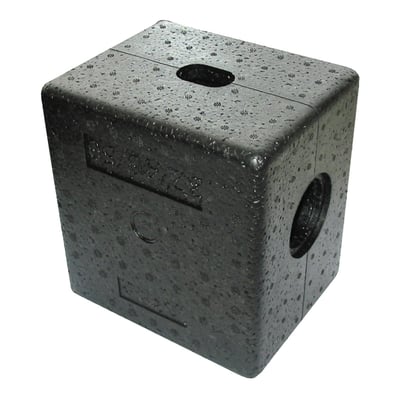 Frese isoleringskappe til Modula DN 15 og DN 20, lavet af sort EPP materiale med synlige perforeringer.