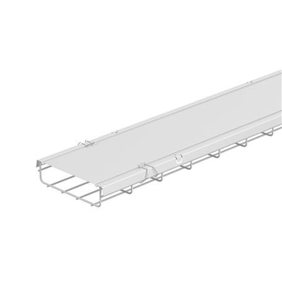 Legrand gitterbakke låg CPF 300-G, 300mm bredt og 2 meter langt, i elforzinket stål, monteret på en standard gitterbakke.