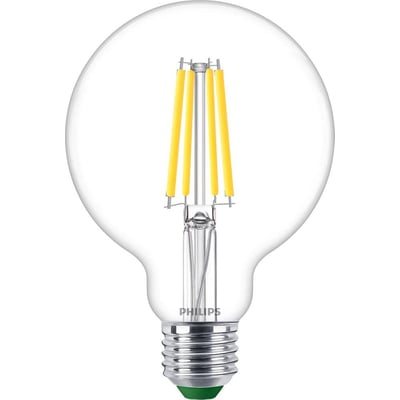 Philips LED standard lyskilde med klar glaskolbe, E27 sokkel og 4W effekt i neutral hvid.