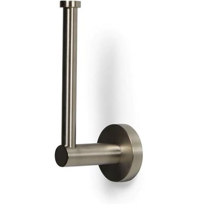 Reservepapirholder i børstet nikkel med et elegant og moderne design til opbevaring af toiletpapir.