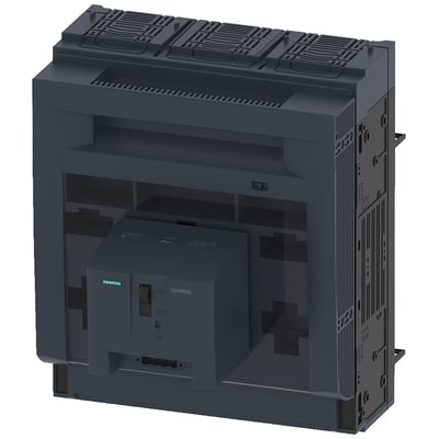 Siemens SENTRON sikringsafbryder 3NP1, 3-polet NH3, 630 A med grå plasthus og synlig afbryderknap på hvid baggrund.