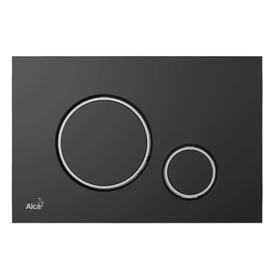 Alca M778 Thin betjeningsplade i mat sort plast med to ringe i krom, 247x165 mm.
