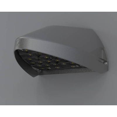 Ansell Lighting WOLF Mini nødlys i sort aluminium med tydeligt synlige LED'er og asymmetrisk lysfordeling.
