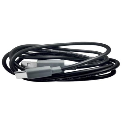 Sort micro-USB-opladerkabel til Ironside genopladelig hybridpandelampe med USB-stik i den ene ende.