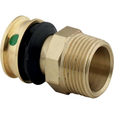 Viega Raxofix overgang med SC, 40 mm x 1.1/4" lavet af rødgods og PPSU med synlig nippel og muffe.