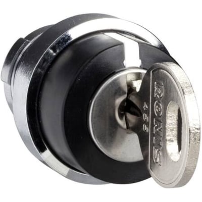 Schneider Electric nøglegreb N:455-45 GR F/K1-K2 med nøgle indsat, viser metal og sort front i nærbillede.