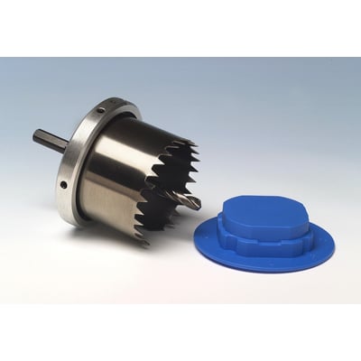 Thürmer Tools el-hulsav med cylindrisk savkrans, skaft og blå holder, Ø65 mm til træ og gips.