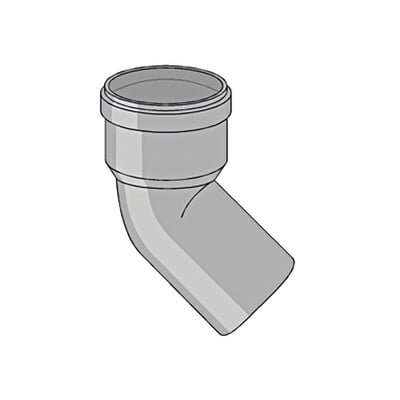 Nicoll Friaphon 45 graders bøjning til Ø160 mm afløbsrør i grå plast.