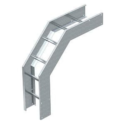 OBO Bettermann 90° bøjning til kabelstige, 160x400 mm, med lodret faldende profil, varmgalvaniseret metal.