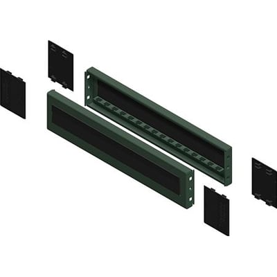 Schneider Electric Spacial SM sidepanel med børster til kabinetter, 100x600mm, vist som dele der samles.