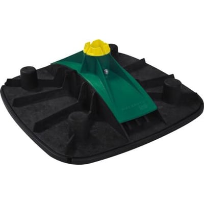 Walraven BIS Yeti Support system i varmgalvaniseret BUP 1000 med grøn og gul topdetalje, designet til plane taginstallationer.