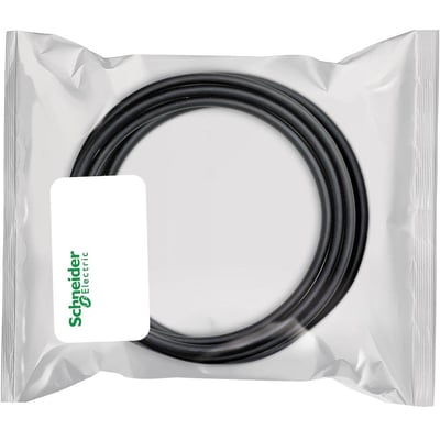 Schneider Electric 8-pole M12 sensorkabel med PVC-kappe, 15 meter langt og sort, pakket i klar plastik.