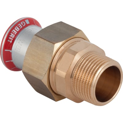 Geberit Mapress FZ forskruning i messing med 54 mm diameter og 2" gevind, tydeligt vist med presseindikator.