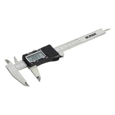 Ironside digital skydelære i rustfrit stål med LCD-display, dybdemåler og måleområde på 0–150 mm.