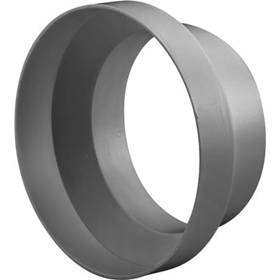 Fresh plastsystem 125 reduktion i grå PVC, der forbinder Ø125 mm til Ø100 mm rør med muffe-/nippeltilslutning.