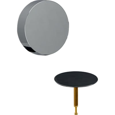 Geberit slutmontagesæt til excenter-garniture Ø52 mm i blankforkromet finish, vist med bundventil og roset.