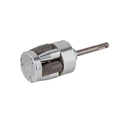 Kraftig rørudvider til zink og kobber med 60 mm diameter og patenteret gear, vist på hvid baggrund med SDS-plus skaft.