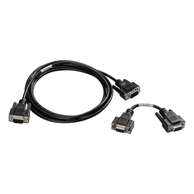 Eaton IBM AS/400 interfacekabel model 66033 med en 9-pin hun-stik og to 9-pin han-stik på hvid baggrund.