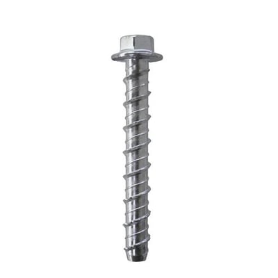 Betonbolt med 6-kantet hoved og Ruspert-belægning, 10 x 100 mm, med groft gevind og bred flange.