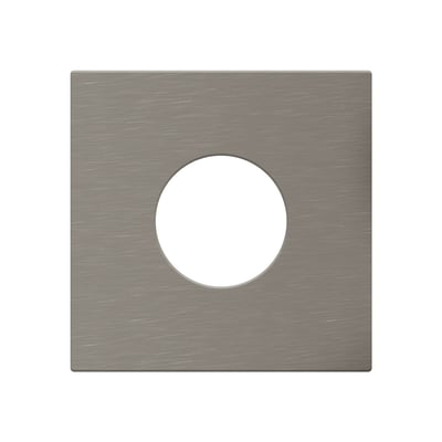 Grohe roset i børstet hard graphite messing, 70x70x2mm, med centreret cirkulært hul til slangeudtag.