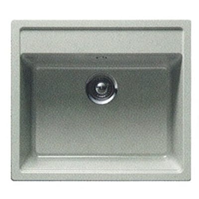 Intra Juvel Granite Nemo N100 køkkenvask i alpina hvid, firkantet komposit design med plads til armatur og løft-op-ventil.