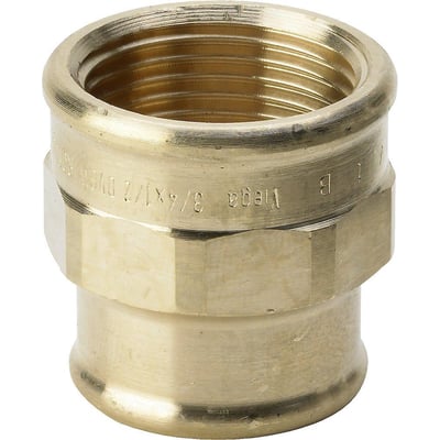Viega formmuffe i rødgods siliciumbronze, 1 1/2 x 1 1/4 tomme, med indvendigt gevind og sekskant.