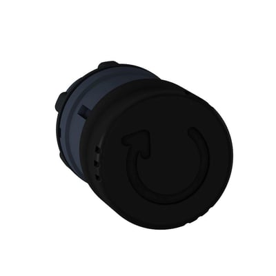 Schneider Electric Harmony Style 5 sort paddetryk med tryk-drej funktion og cirkulært pil-symbol på Ø30 mm flade.