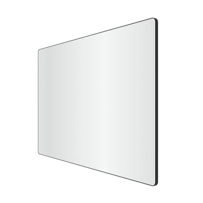 Loevschall Refine spejl med sort metalramme, 75x120 cm, vist fra siden med en diskret sort kant, isoleret på hvid baggrund.