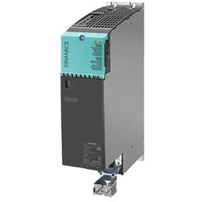 Siemens Sinamics S120 dobbelt motor modul med DC 600V input og 3AC 400V output, 18A/18A, Booksize med intern luftkøling.