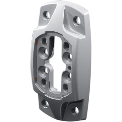 Rittal Side-/bundbeslag CP 60, lille, set forfra med mange monteringshuller og et centralt udskæring i grå metal.