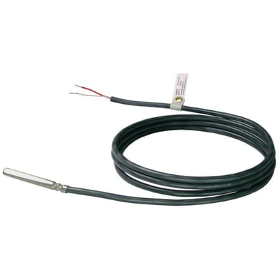 Siemens QAP2012.150 temperaturføler med 1.5m sort silikonekabel og afisoleret ende med røde og hvide ledere.