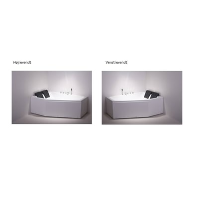 MaXXwells FIRENZE asymmetrisk hjørnebadekar i hvid sanitetsakryl, 1710x1150/620 mm, vist som venstrevendt model.