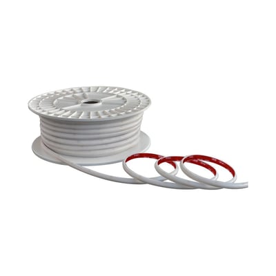 V-TAC LED strip lys på en hvid rulle med 3M tape, klar til installation, 50 meter lang og 8mm bred.