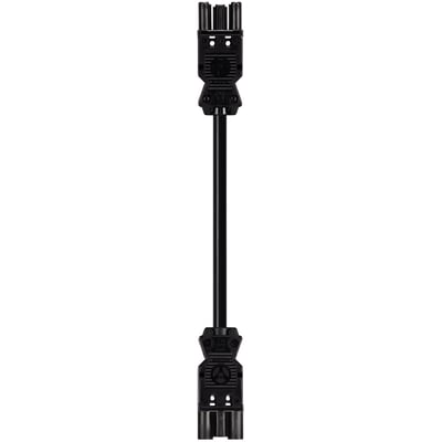 Sort Wieland gesis® GST18I3 mellemkabel med 3-polet han- og hunstik vises med begge stikender.