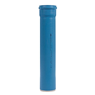 Blåt dBLUE afløbsrør i 3-lags polypropylen med muffe, 110 mm i diameter og 2000 mm længde.