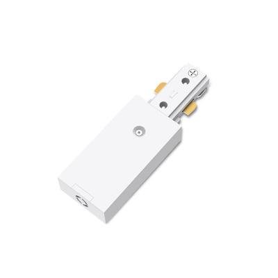 Hvid Philips EasyLink 1-punkts strømforsyning til lysskinne, set skråt ovenfra med tilslutningsstik.