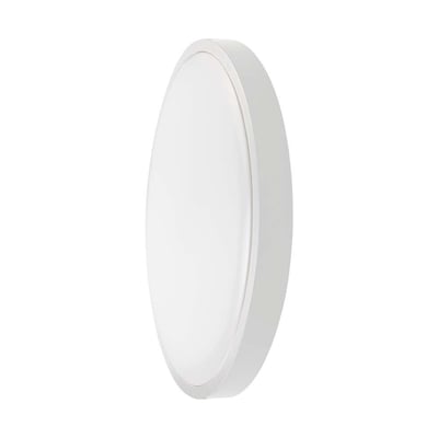 V-TAC 18W LED dome lys med hvid ramme, set fra siden for at vise dets flade profil og runde design.