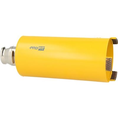 PRO-FIT beton lang hulsav med adapter i 186 mm diameter, fremstillet i gult metal med diamantsegmenter.
