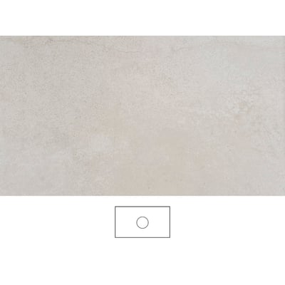 Svedbergs Jura beige bordplade til badeværelset, 81 x 46 cm uden armaturhul, vist med struktureret overflade og konturtegning.