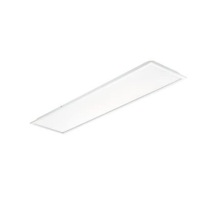 Philips CoreLine Panel All-in RC132V Gen6 LED-indbygningspanel set skråt forfra med hvid lysflade og smal ramme, 30 x 120 cm.