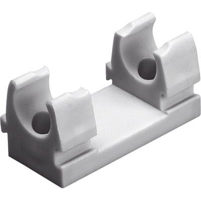 Festo Holder GR-H-QS-6-8 i lys grå plast, designet til montering af envejs flowkontrolventiler med skruer.