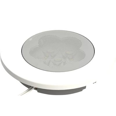 Rundt hvidt ID-LED indbygnings- og påbygningsspot til 12 V med indbygget LED og ledning.